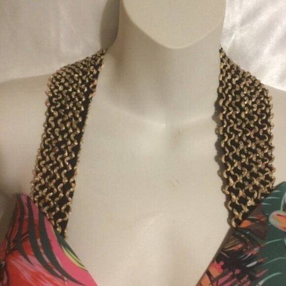 Shein Pink Tropical Stitch Pushup One Piece Swimsuit Bikini L - Picture 7 of 11